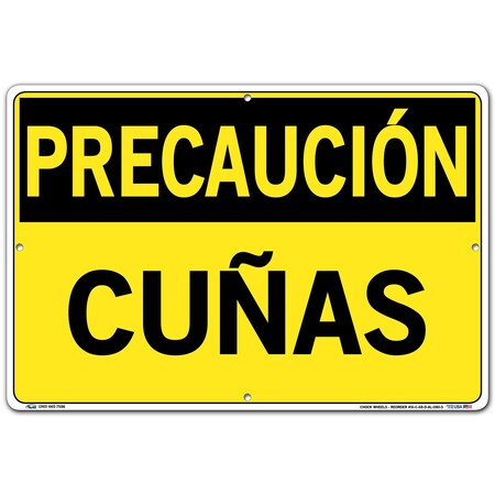 Vestil Aluminum Sign, 12-1/2" Height, 18-1/2" Width, Aluminum, Rectangle, Spanish SI-C-68-D-AL-080-S